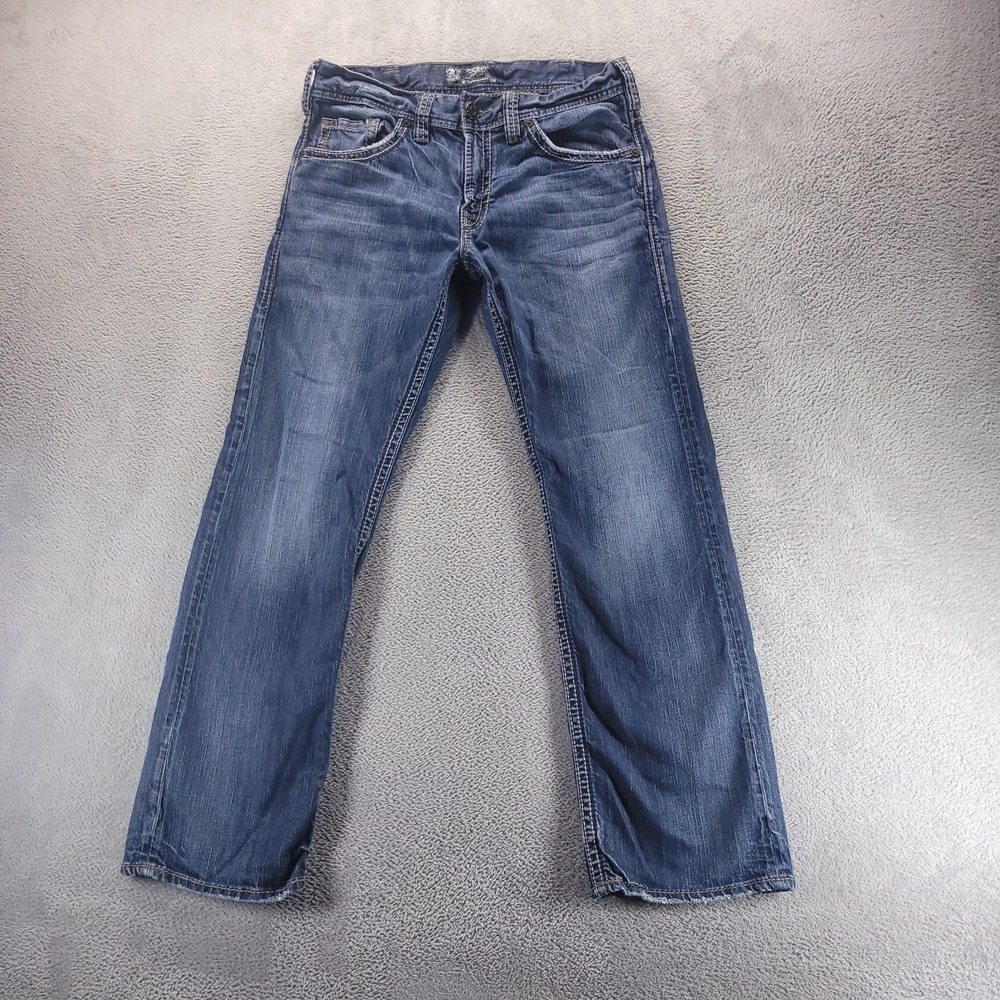 Silver Jeans Mens 33x32 Blue Zac Relaxed Straight Dark Wash Comfort Denim